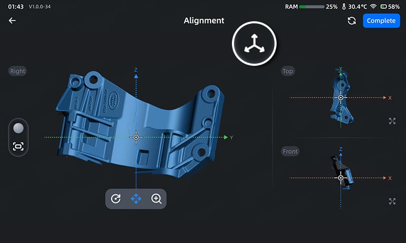 EinScan Rigil X-Y-Z-System-Alignment